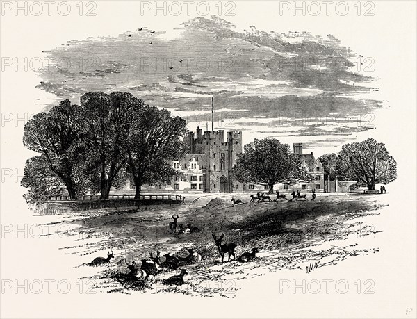 Front View from the Park, Knole House, UK, England, engraving 1870s, Britain