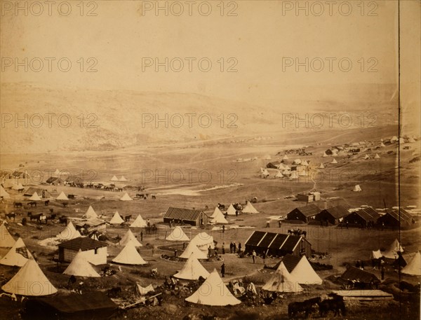 Cavalry camp, looking towards Kadikoi, Crimean War, 1853-1856, Roger Fenton historic war campaign photo