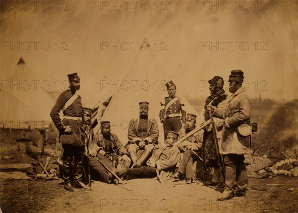 Officers & men of the 89th Regiment Captain Hamley [i.e., Hawley], Captain Skynner, Major Egerton, Major Watson, Major Aylmer, & Captain Cuppage., Crimean War, 1853-1856, Roger Fenton historic war campaign photo