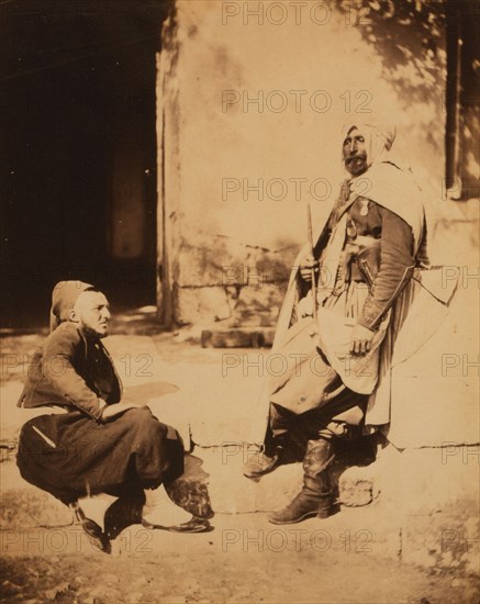 Zouave & officer of the Saphis [i.e., Spahis], Crimean War, 1853-1856, Roger Fenton historic war campaign photo