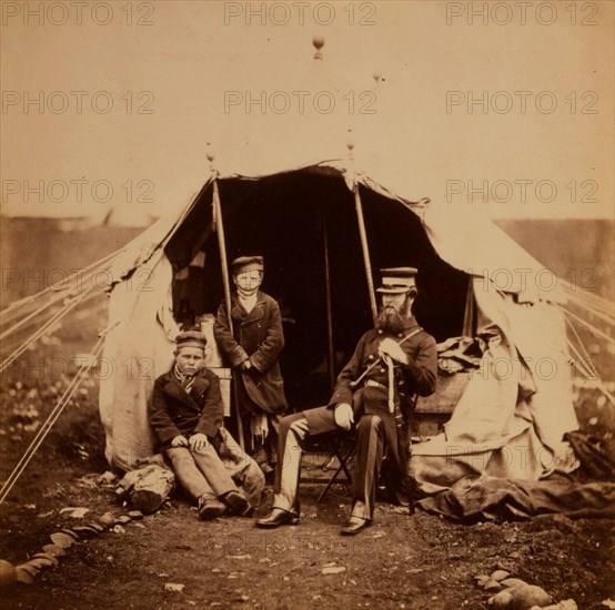 Colonel Brownrigg C.B. & the two Russian boys Alma & Inkermann, Crimean War, 1853-1856, Roger Fenton historic war campaign photo