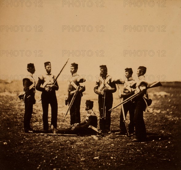 Men of the 68th Regiment in ordinary dress, Crimean War, 1853-1856, Roger Fenton historic war campaign photo