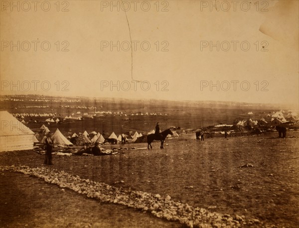 Camps on plateau before Sebastopol, Crimean War, 1853-1856, Roger Fenton historic war campaign photo