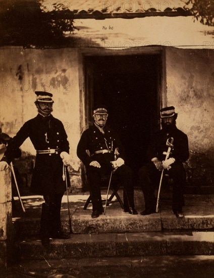 Brigadier General Lockyer & two of his staff, Crimean War, 1853-1856, Roger Fenton historic war campaign photo