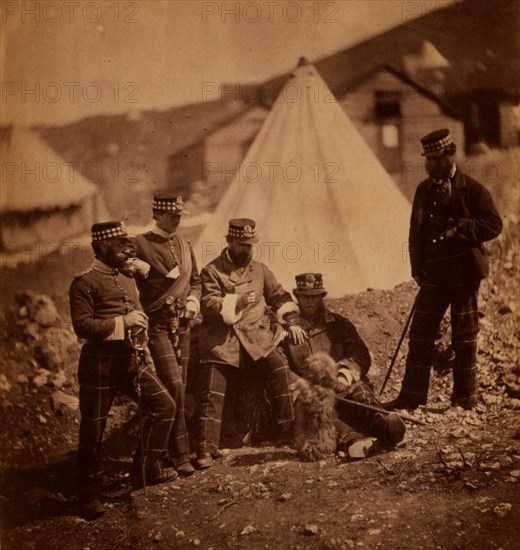 Officers of the 71st Highlanders, Crimean War, 1853-1856, Roger Fenton historic war campaign photo