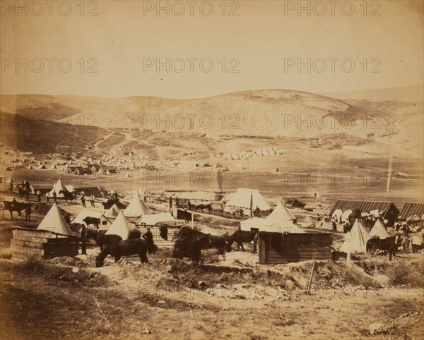 Camp of the 5th Dragoons Guards, Crimean War, 1853-1856, Roger Fenton historic war campaign photo