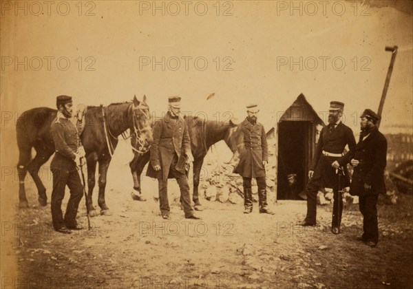 Brigadier-General Garrett & officers of his staff, Crimean War, 1853-1856, Roger Fenton historic war campaign photo