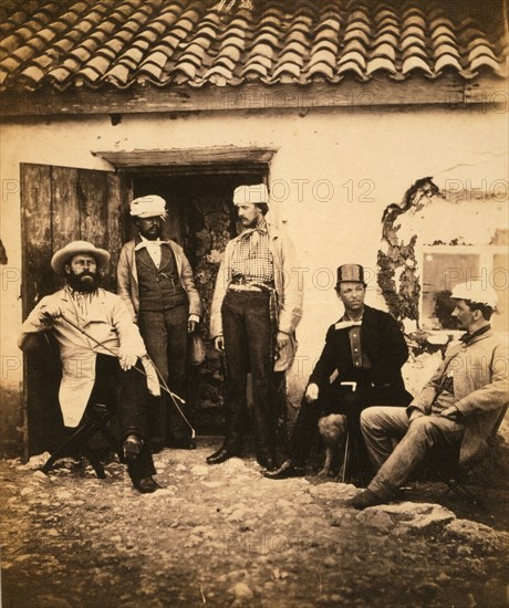 Railway officials, messrs. Swan, Cadell, Middleton, Howse, & Kellock, Crimean War, 1853-1856, Roger Fenton historic war campaign photo