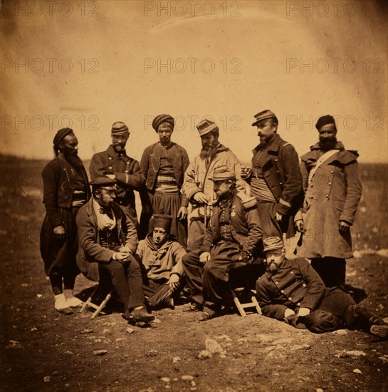General CissÃƒÂ©, with officers & soldiers of General Bosquet's Division, Crimean War, 1853-1856, Roger Fenton historic war campaign photo