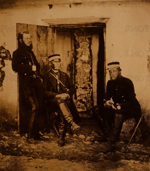 Major General Sir R. Dacres, Captain Hamley & Colonel Adye, Crimean War, 1853-1856, Roger Fenton historic war campaign photo