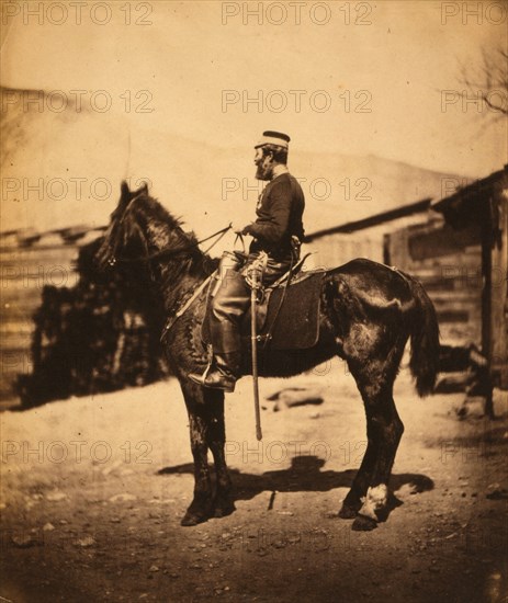 Quartermaster Hill, 4[th] Light Dragoons, the horse taken immediately after the winter season, Crimean War, 1853-1856, Roger Fenton historic war campaign photo