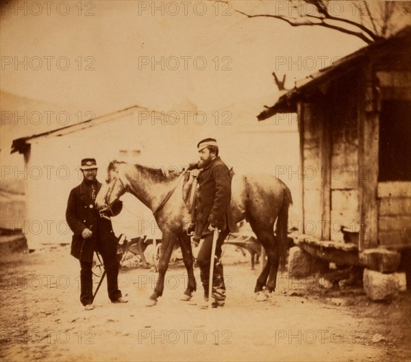 Captain Hume on the staff of Sir John Campbell & his brother, Crimean War, 1853-1856, Roger Fenton historic war campaign photo