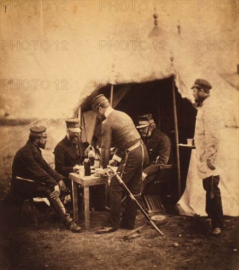 Brigadier Garrett & officers of the 46th Regiment, Crimean War, 1853-1856, Roger Fenton historic war campaign photo