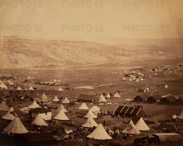 Cavalry camp, looking towards Kadikoi, Crimean War, 1853-1856, Roger Fenton historic war campaign photo