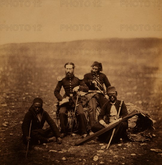 Mr. Thompson of the Commissariat & attendants of Ismail Pacha, Crimean War, 1853-1856, Roger Fenton historic war campaign photo