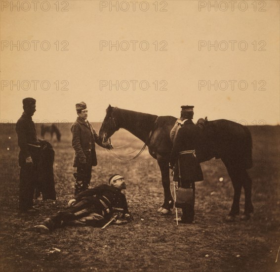 Colonel Airey & Major Hallewell, Crimean War, 1853-1856, Roger Fenton historic war campaign photo