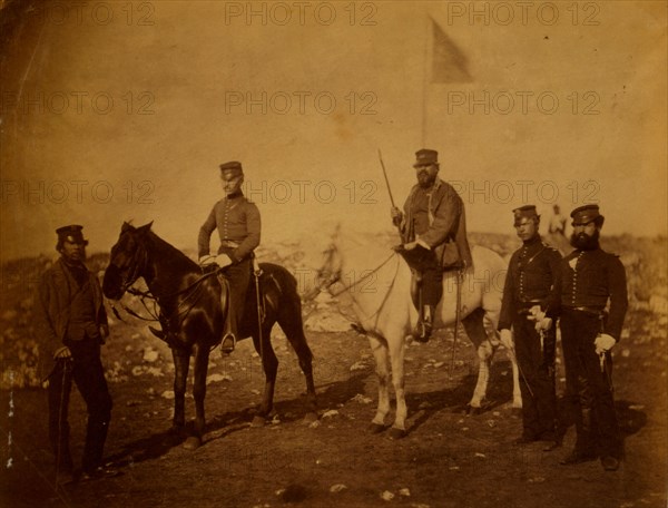 Major Tinley, & officers of the 39th regiment, Crimean War, 1853-1856, Roger Fenton historic war campaign photo