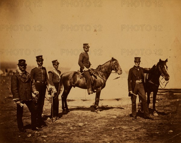 Reverend Mr. Butler & officers of the 47th Regiment, Crimean War, 1853-1856, Roger Fenton historic war campaign photo