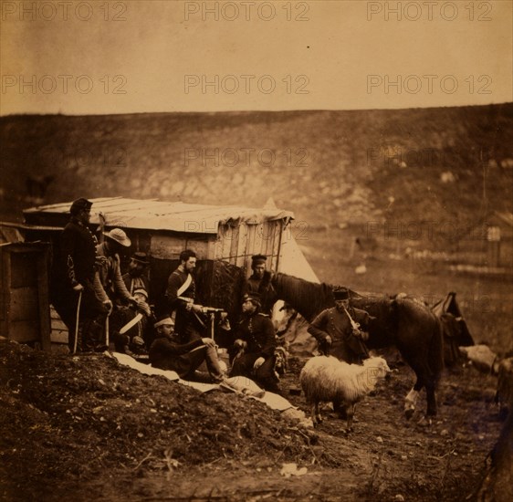 Group of 4th Dragoon Guards, Crimean War, 1853-1856, Roger Fenton historic war campaign photo