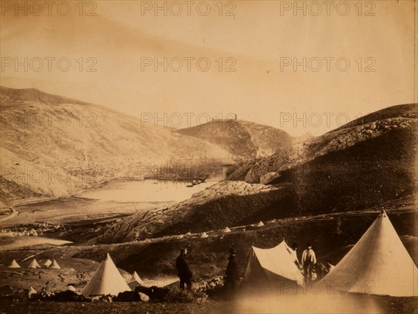 View of Balaklava from the top of Guard's Hill, Crimean War, 1853-1856, Roger Fenton historic war campaign photo