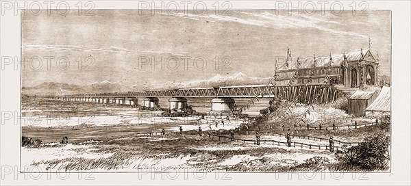 RAILWAY BRIDGE OVER THE CHENAB, PUNJAUB, INDIA: OPENED BY THE PRINCE OF WALES, 1876