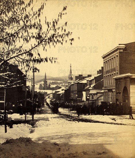 Baltimore St., Cumberland, after a snow storm, Apl. 10, 1862, USA, US, Vintage photography