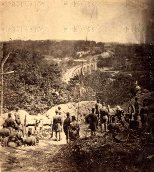 Intrenchment at (?) Relay House, B & O R.R., Mass. Regiment(?), USA, US, Vintage photography