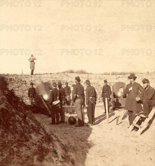 Mortar Battery, Morris Island, S.C., USA, US, Vintage photography