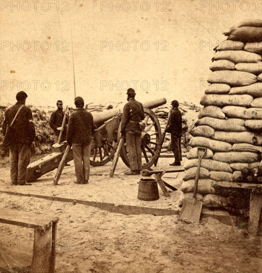 Swamp Angel Battery near Charleston, S.C., USA, US, Vintage photography