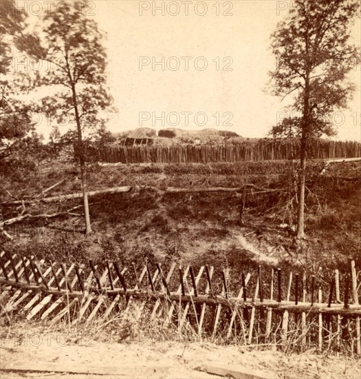 Rebel fortifications, north side of the city, Atlanta, Ga., US, USA, America, Vintage photography