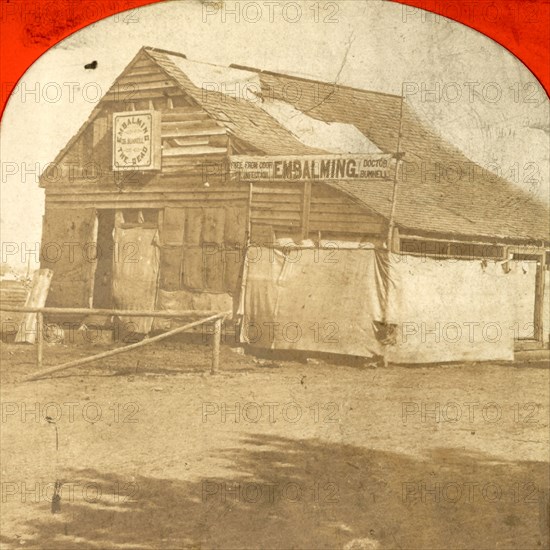 Embalming building near Fredericksburg, where some bodies were prepared for sending home, US, USA, America, Vintage photography