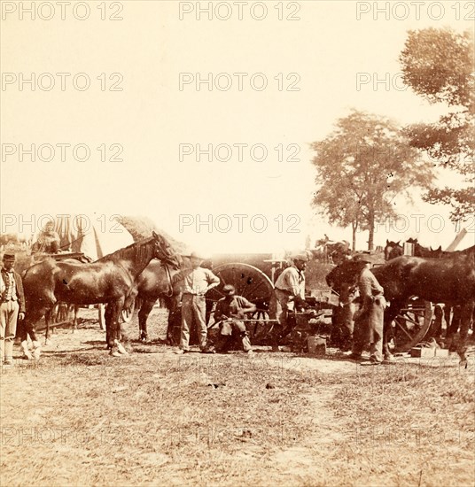 Army Blacksmith and Forge, Antietam, Sept., 1862, US, USA, America, Vintage photography