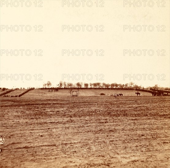 Troops drawn up in Hallow Square to witness an execution, US, USA, America, Vintage photography