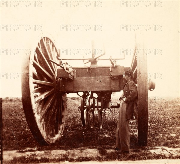 Sling cart for moving heavy cannon, US, USA, America, Vintage photography