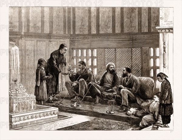 THE EASTERN QUESTION: A MORNING CALL IN A TURKISH HOUSE, ISTANBUL, TURKEY, 1876