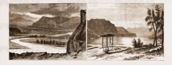 RIVER TERRACES ON THE THOMPSON RIVER; THE NARROWS, ON AN ARM OF THE SCHUSWAPPE LAKE, OR LAKE OF THE FOUR WATERS, CANADA, 1883