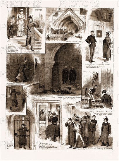 THE ADVENTURES OF A JURYMAN AT THE NEW COURTS OF JUSTICE, UK, 1883