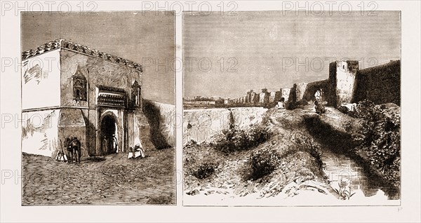 AN ARTIST'S NOTES IN MOROCCO, 1883: PALACE OF THE GOVERNOR OF BENI MESKIN, THE WALLS OF MOROCCO