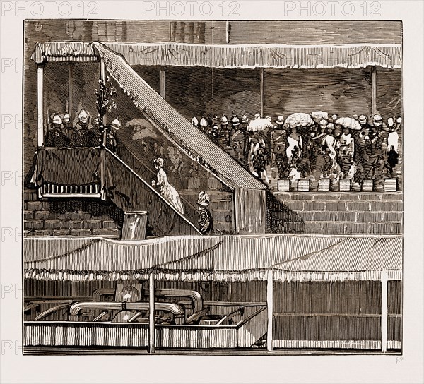 THE DUKE AND DUCHESS OF CONNAUGHT AT BOMBAY, INDIA, 1883: THE ROYAL PARTY LANDING AT THE SHAMIANA