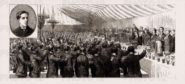 THE COMING OF AGE OF THE DUKE OF NEWCASTLE: FESTIVITIES AT CLUMBER, NEAR WORKSOP, NOTTINGHAM, UK, 1886: THE BANQUET