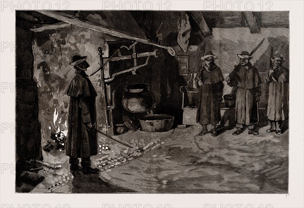 MOONLIGHTERS ON A RAID FOR ARMS, DRILLING IN MR. WALSH'S HOUSE, 1886