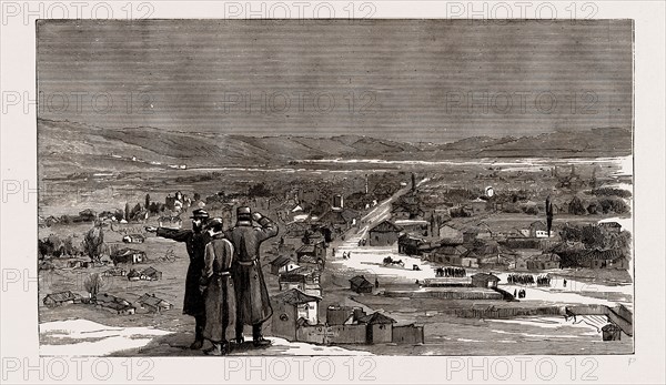 THE WAR BETWEEN SERBIA AND BULGARIA: THE RE-OCCUPATION OF PIROT: VIEW OF THE TOWN AFTER THE ENEMY HAD LEFT IT, 1886