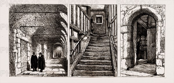 THE THREATENED DEMOLITION OF THE CHARTERHOUSE, 1886: THE CLOISTERS, A MONASTIC STAIRCASE, A MONASTIC WORKSHOP