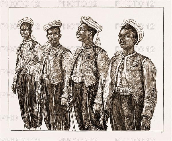 COLONIAL TROOPS WHO TOOK PLACE IN THE JUBILEE PROCESSION, UK, 1897: PRIVATES OF THE SECOND WEST INDIA REGIMENT