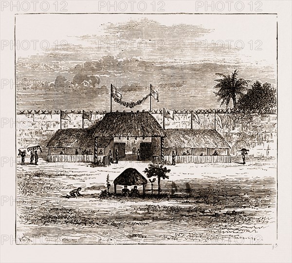PRINCIPAL GATE OR MGENDA OF THE ROYAL PALACE AT COOMASSIE, THE ASHANTEE WAR 1873. Anglo-Ashanti Wars between the Ashanti Empire, now Ghana, and the British Empire in the 19th century