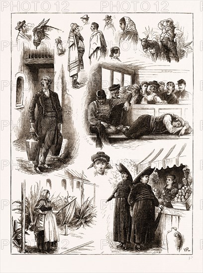 SPANISH AFFAIRS-CHARACTER SKETCHES ON THE RAILWAY FROM MADRID TO SEVILLE, SPAIN 1873