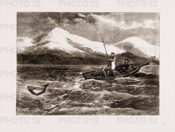 SALMON FISHING IN LOCH TAY, 1875