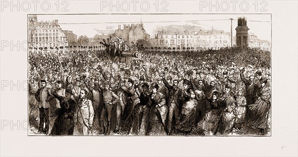 DEPARTURE OF THE ARCTIC EXPEDITION: THE CROWD ON THE BEACH, PORTSMOUTH, UK, 1875