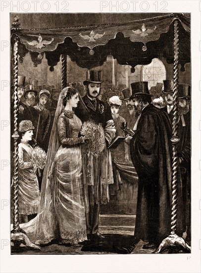 THE MARRIAGE OF MR. LEOPOLD DE ROTHSCHILD AND MDLLE. MARIE PERUGIA IN THE CENTRAL SYNAGOGUE, GREAT PORTLAND STREET, LONDON, UK, 1881