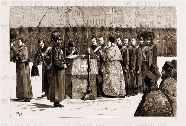 THE ASSASSINATION OF CZAR ALEXANDER II. OF RUSSIA, 1881: THE DAY AFTER: THE ARMY SWEARING ALLEGIANCE TO THE NEW CZAR